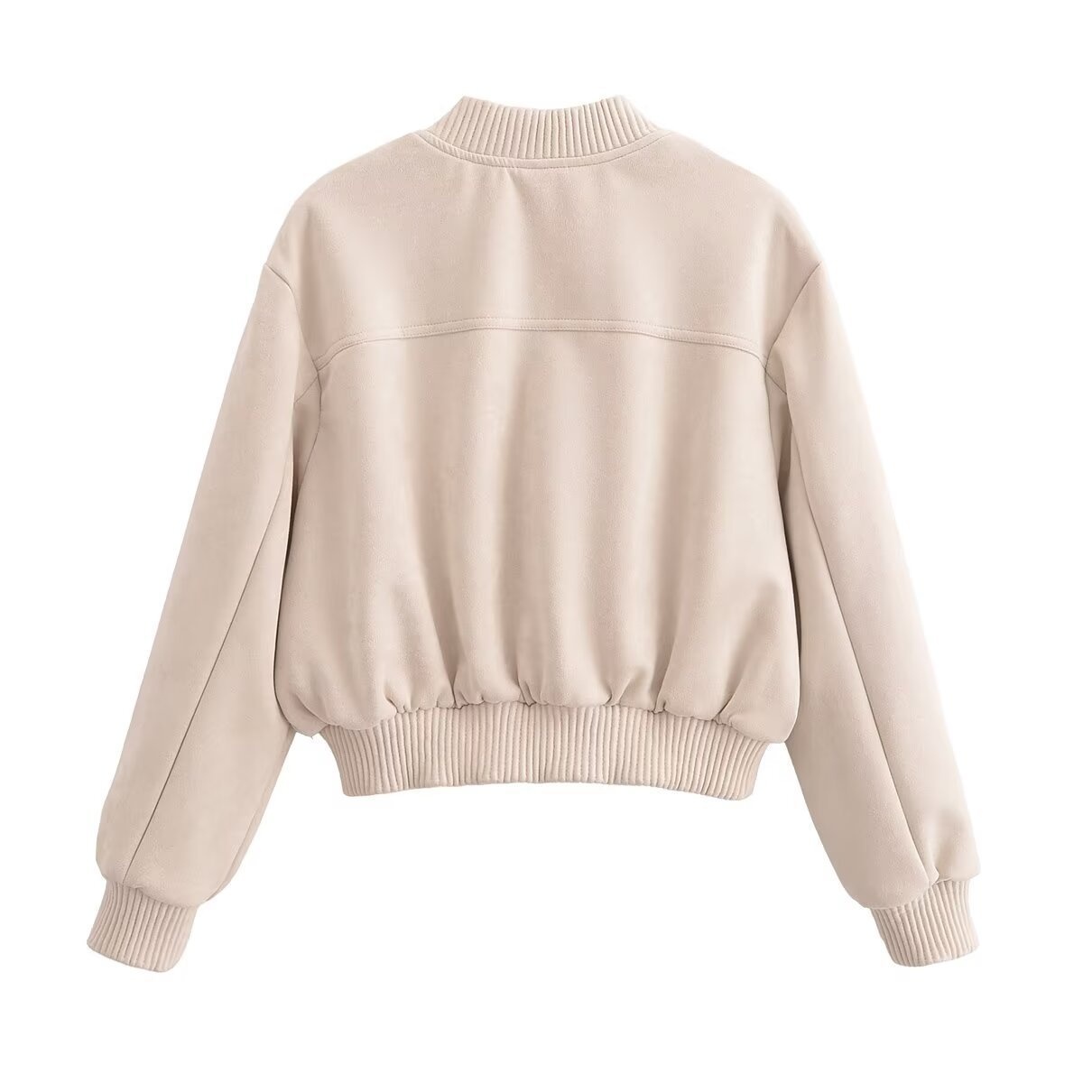 ChicShe 2024 European And American Style Suede Textured Women's Bomber Jacket New Autumn Casual Street Fashion_voghion.com