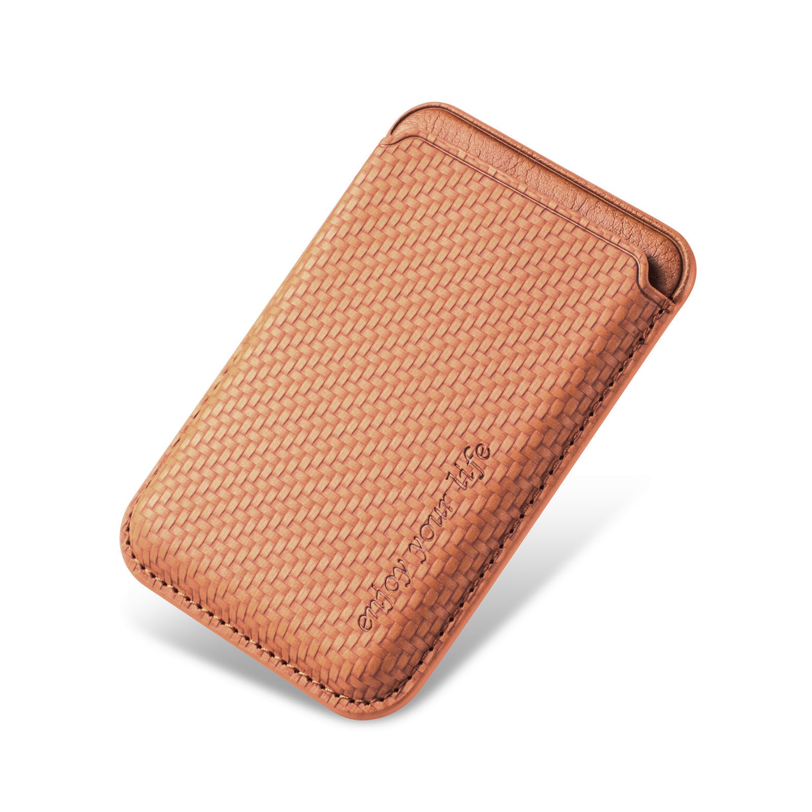 TechGlobe Compatible With Magnetic Fiber Texture Back Sticker IPhone 15 Holder Wallet Style Card Slot Case_voghion.com