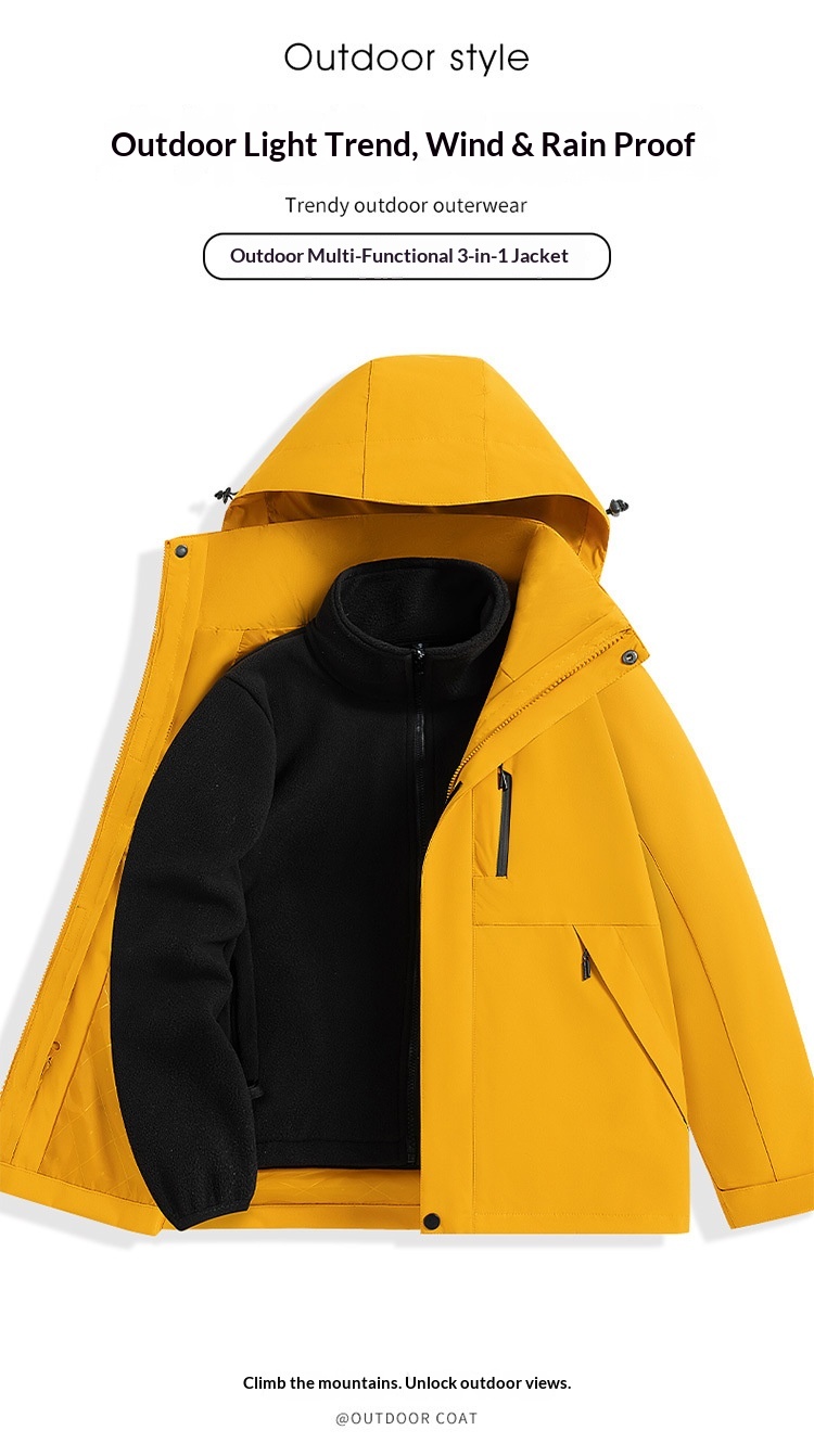 ragazzo Ragazzo Luo Tuo Stesso Stile Rain God Donna Tre in Uno Cappotto Antivento Impermeabile Caldo Tibetano Piccola Taglia Giacca da Trekking Uomo_voghion.com