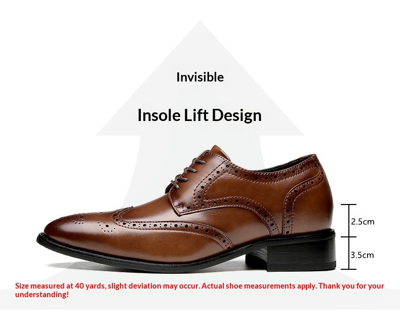 Voyage 2024 Nuovo stile, scarpe formali con aumento di altezza per uomo, in vera pelle, brogue, da ufficio, da uomo, da sposa_voghion.com