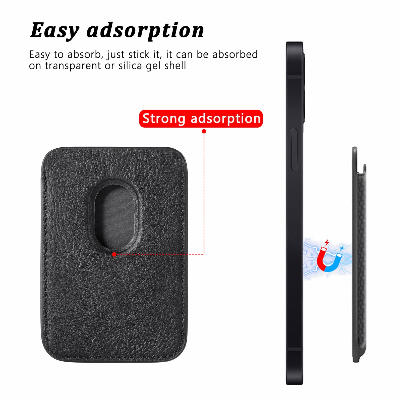 TechGlobe Compatible With Magnetic Fiber Texture Back Sticker IPhone 15 Holder Wallet Style Card Slot Case_voghion.com
