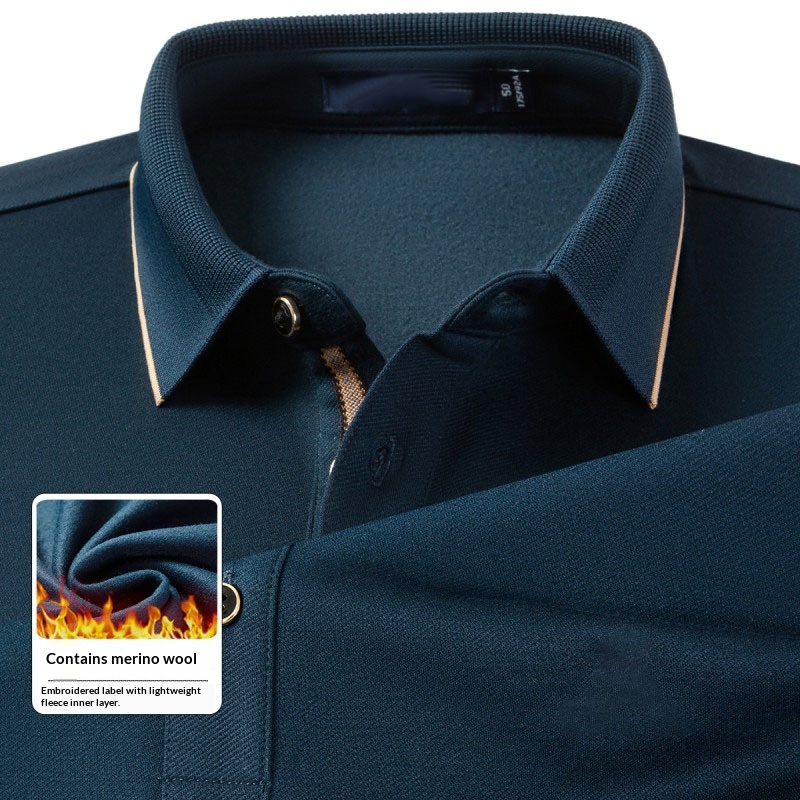 chłopiec Chłopiec Mieszanka wełny Lekka szczotkowana podszewka wewnętrzna Jesień Zima Swobodna męska koszulka polo Długi rękaw Ciepła Wysoka jakość Możliwość dostosowania_voghion.com