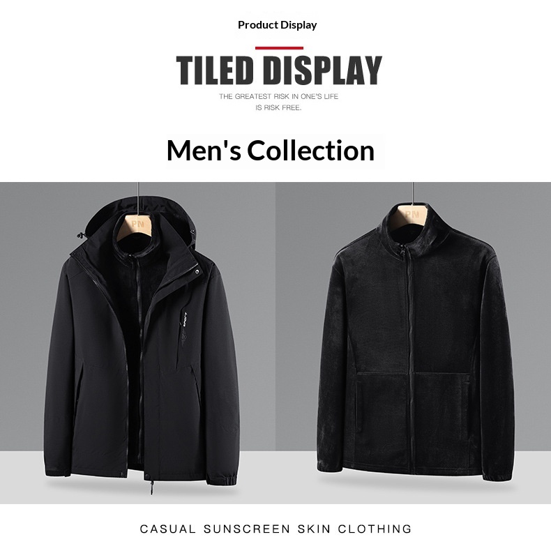 boy Boy Women's Trendy Brand Three-in-One Detachable Two-Piece With Fleece Lining, Thickened Men's Mink Velvet Windproof_voghion.com