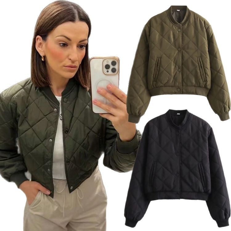 ChicShe Cross-Border European American Spring And Autumn Women's New Comfortable Casual Short Cotton Bomber Jacket Coat_voghion.com