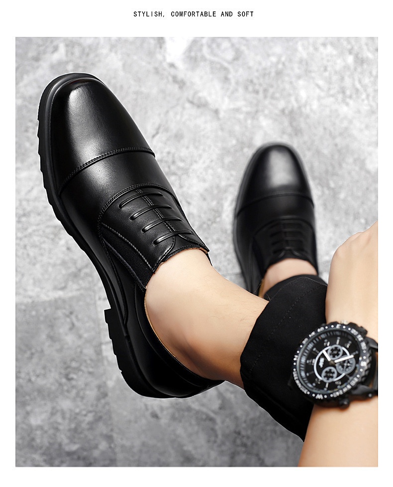 Glide Business Leather Soft Sole Lightweight Office Commute Comfortable Inner Lining Convenient Slip-On Wholesale Men's Shoes_voghion.com