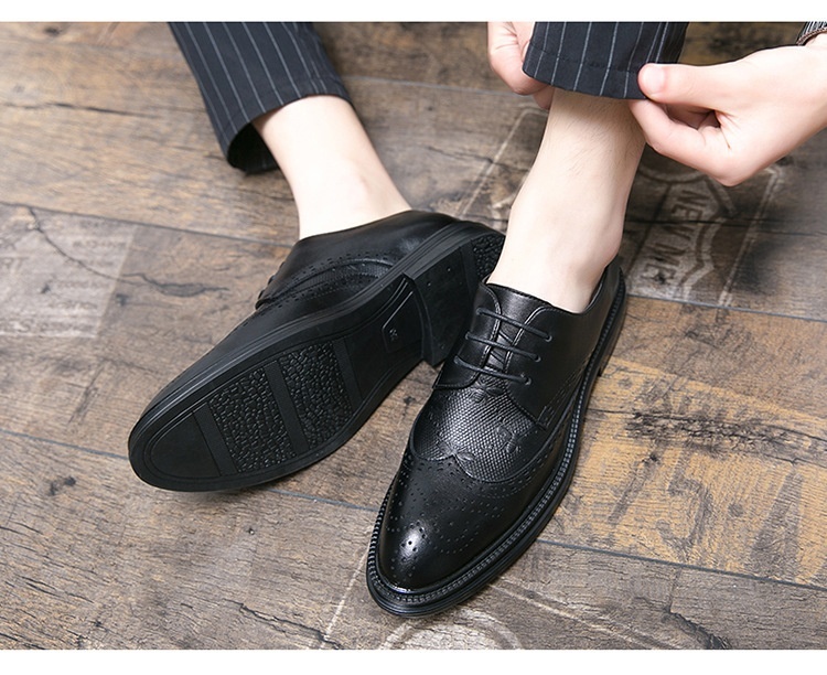 Voyage 2025 New Korean Style Brogue Men's British Business Formal Leather Hairstylist Work Trendy Shoes_voghion.com