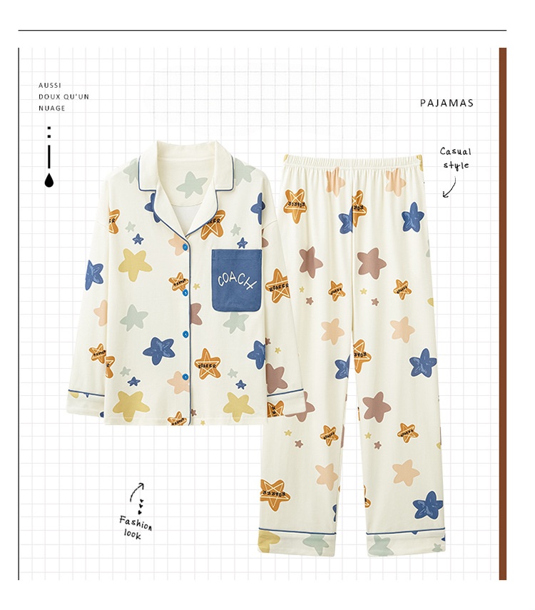 Pigiama da donna ChicShe, primavera e autunno, in puro cotone, con maniche a cardigan e pantaloni lunghi, set casual, ampio, indossabile, un pezzo_voghion.com