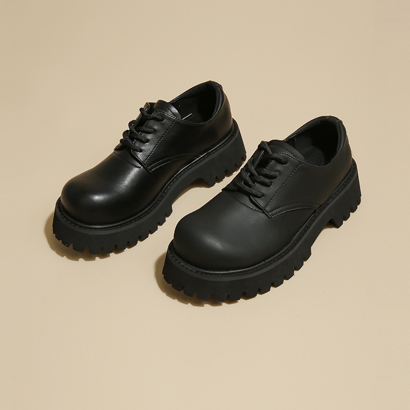 Voyage Voyage Britischer Stil Leder 2025 Frühling Herbst Unisex Runde Zehenpartie Schnürschuhe Retro Derby Loafer Dicke Sohle Bequem_voghion.com