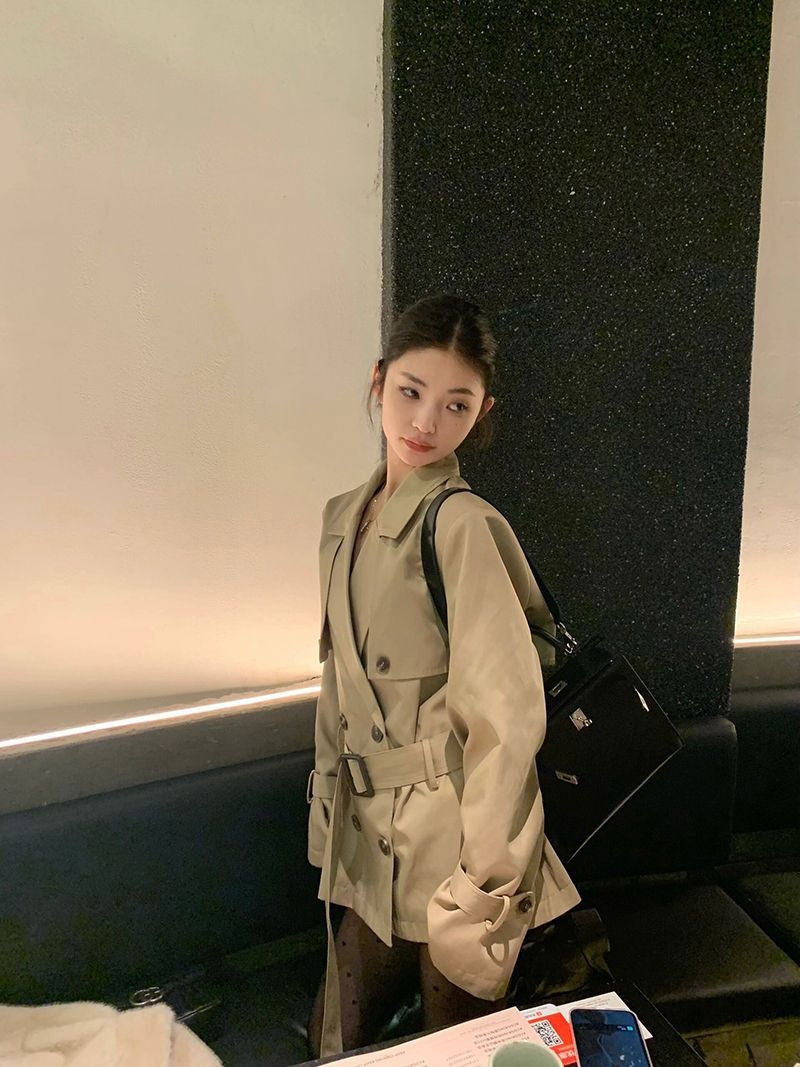 2025 Spring And Autumn New British Style Petite Waist-Cinching Elegant Short Coat For Women Korean High-End Trench Women's Clothing_voghion.com