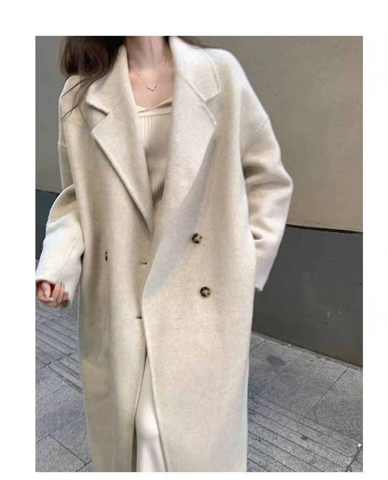 Damenbekleidung Herbst/Winter 2025: Lässiger, dicker, doppelseitiger Wollmantel, lange Damenjacke, weicher Stil, vielseitig_voghion.com
