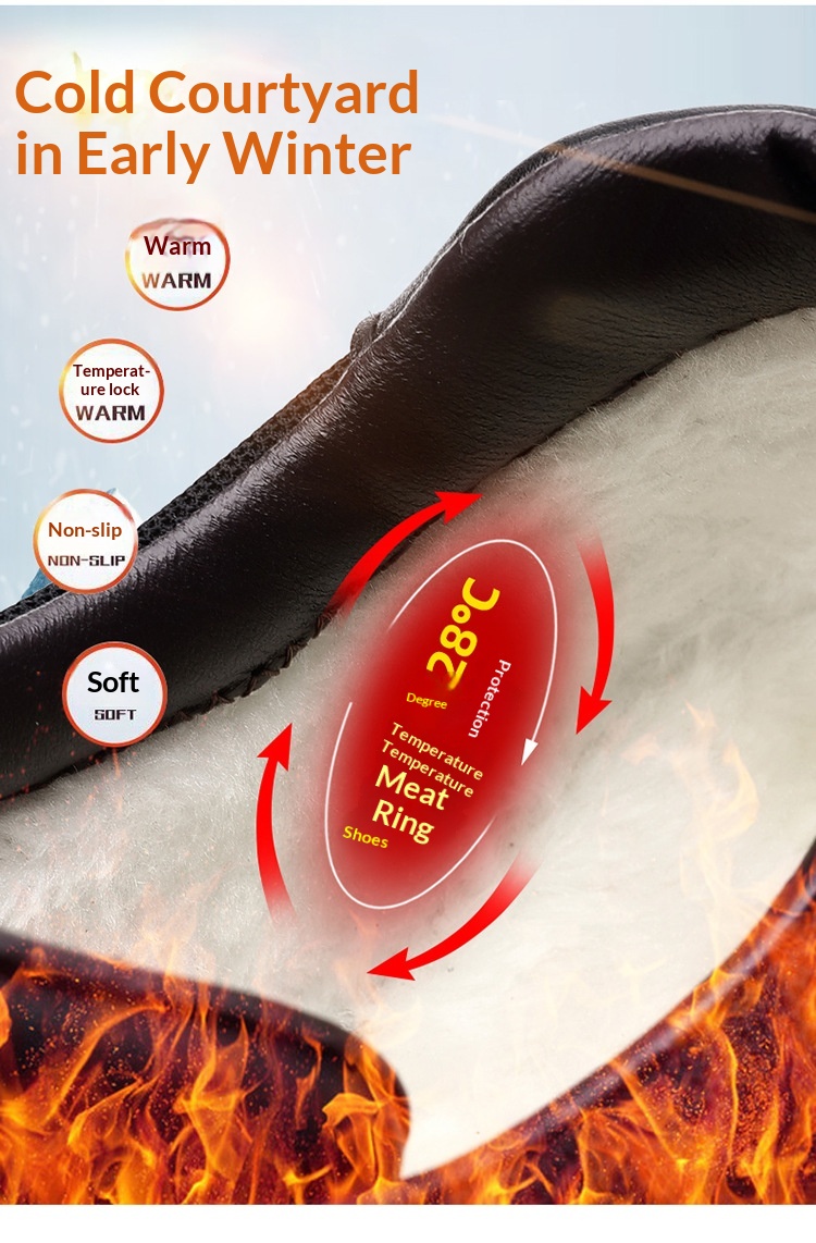 Chaussures Glide Glide Automne Hiver Nouveau Style Britannique Respirantes Homme Cuir de Vaches Décontracté Doublées en Coton Polaire_voghion.com