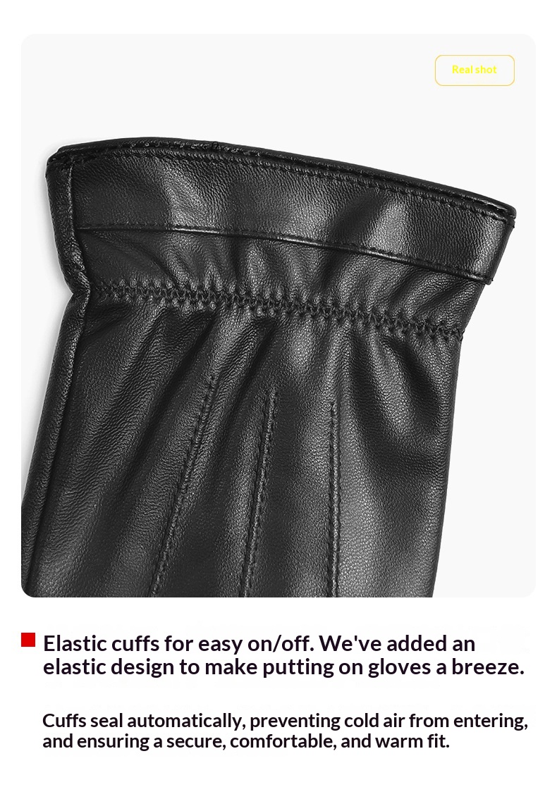 boy Boy Boy Jihua Sheepskin Men Autumn Winter Simple Cycling Warm Leather Windproof Thickened Texture Full Finger Gloves_voghion.com