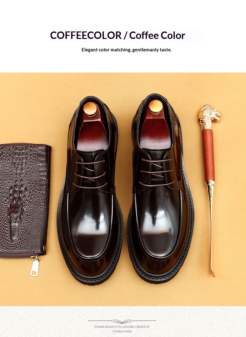 Voyage Voyage Cross-Border Men's Genuine Formal British Derby Patent Leather Glossy Business Shoes_voghion.com