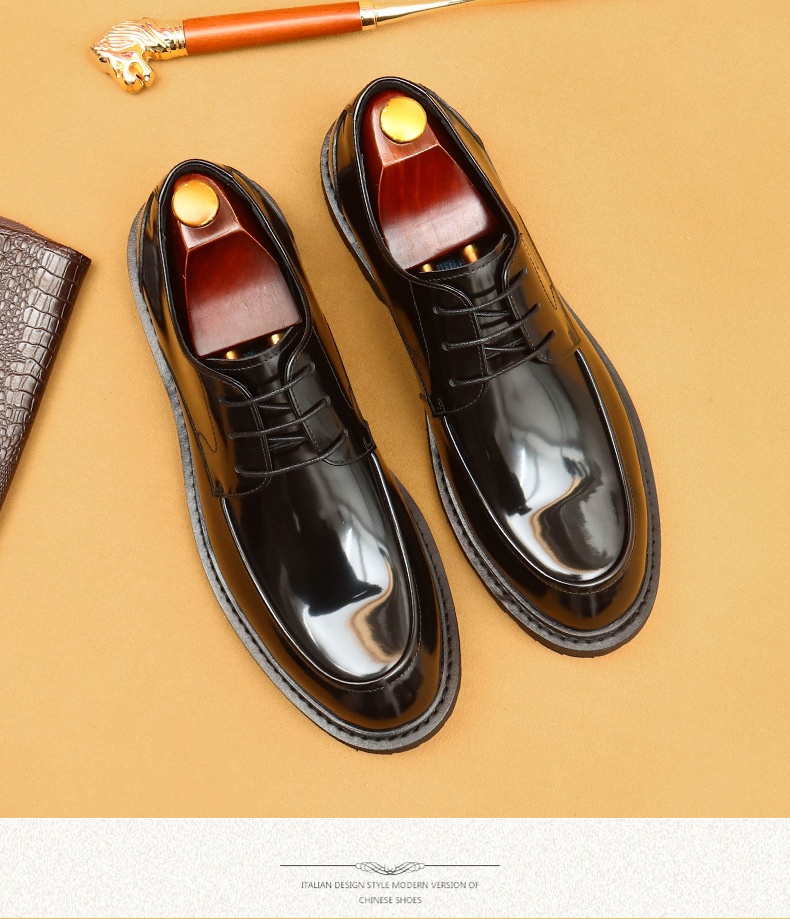 Voyage Voyage Cross-Border Men's Genuine Formal British Derby Patent Leather Glossy Business Shoes_voghion.com