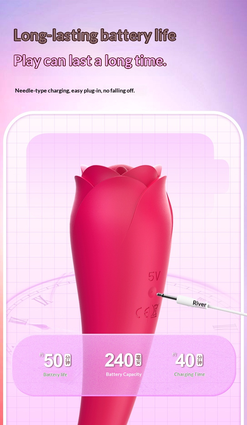 Eros Lab Rose Flower Tongue Licking Masturbator Vibrator Female Strong Vibration One-Handed Adult Supplies Source_voghion.com