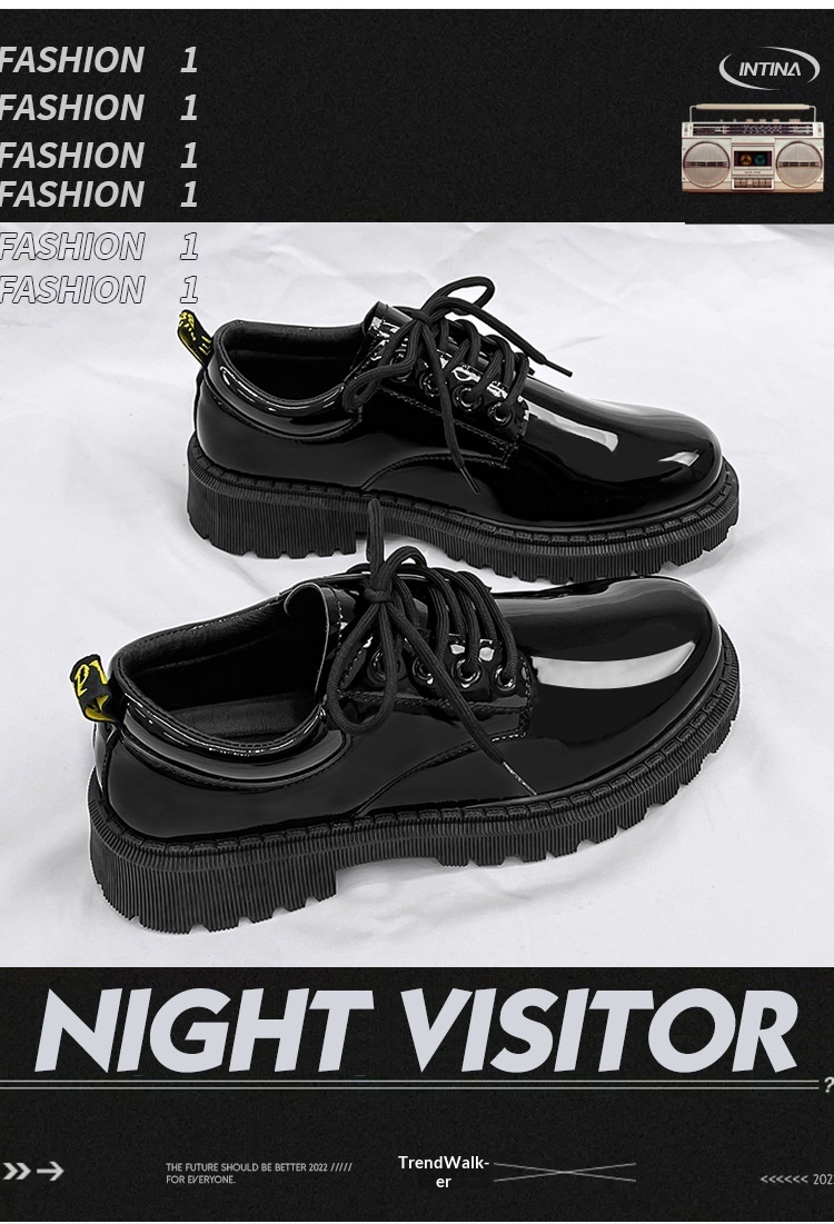 Chaussures Voyage New Korean Style tendance, polyvalentes et élégantes pour hommes, à lacets, décontractées, en cuir noir, style britannique, pour jeunes._voghion.com