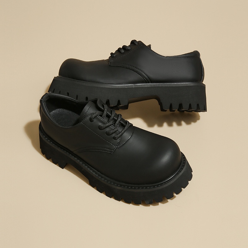 Voyage Voyage Britischer Stil Leder 2025 Frühling Herbst Unisex Runde Zehenpartie Schnürschuhe Retro Derby Loafer Dicke Sohle Bequem_voghion.com