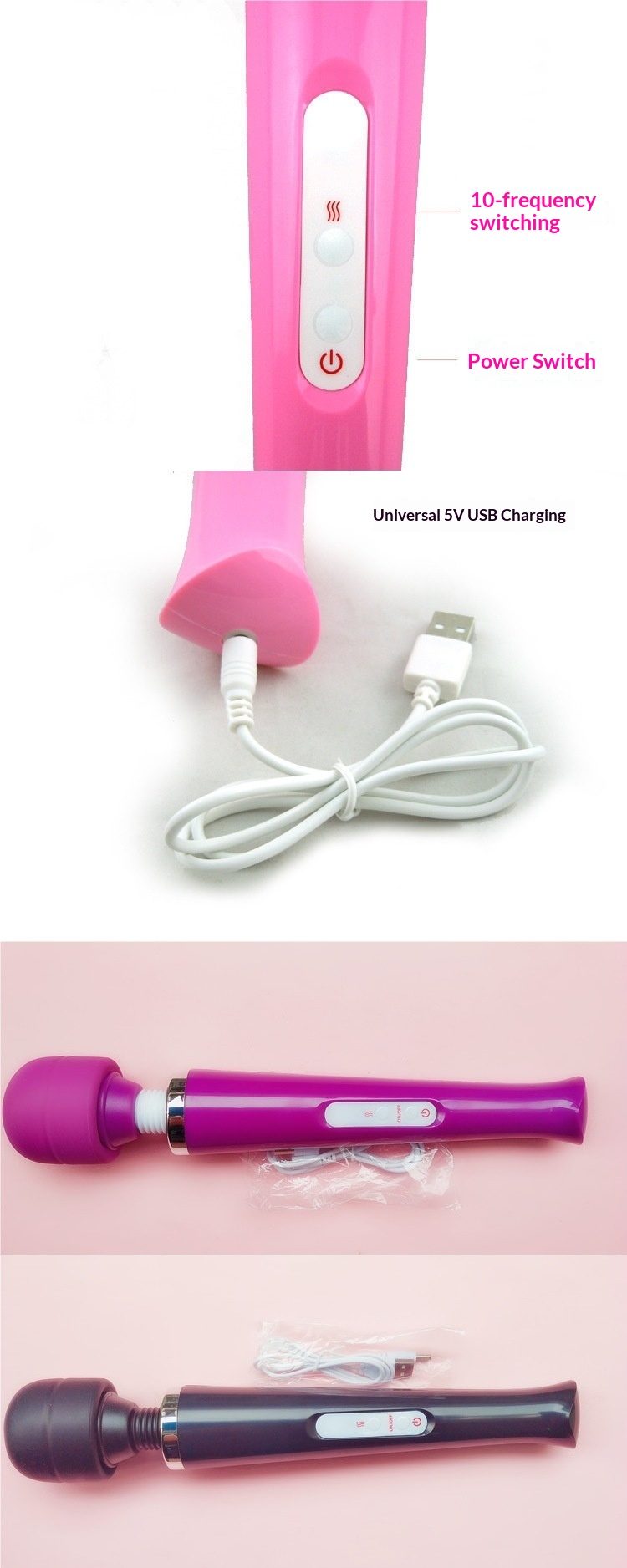 Eros Lab Amerikanischer Stil Direktstecker 220V Wiederaufladbarer Vibrator mit starker Vibration für Erwachsene, großer Kopf, AV-Stab für den privaten Gebrauch_voghion.com