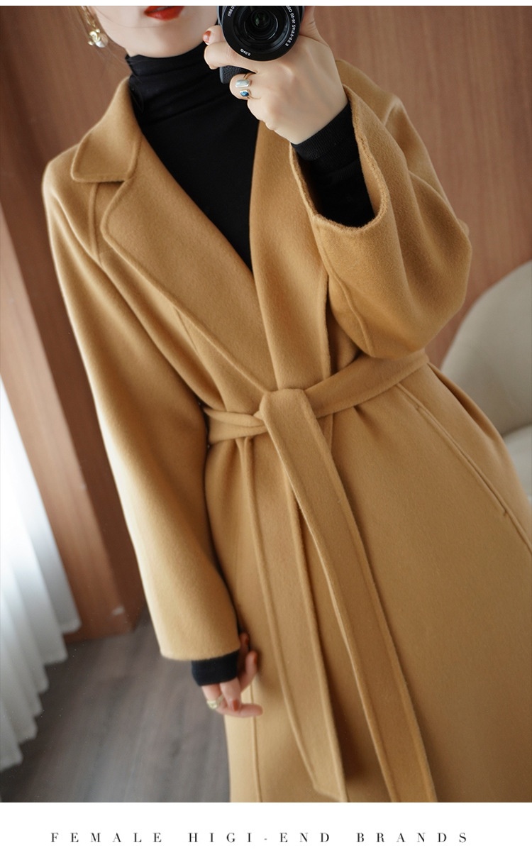 Women's Clothing Double-Sided Cashmere Coat For Women, Mid-Length, Over-The-Knee, Loose Fit, Plus Size Woolen Coat, Autumn Winter_voghion.com