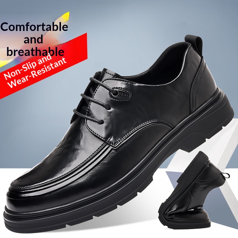 Scarpe da lavoro in pelle lucida con suola morbida e stringate, stile britannico, da uomo, casual, primaverili, Voyage_voghion.com