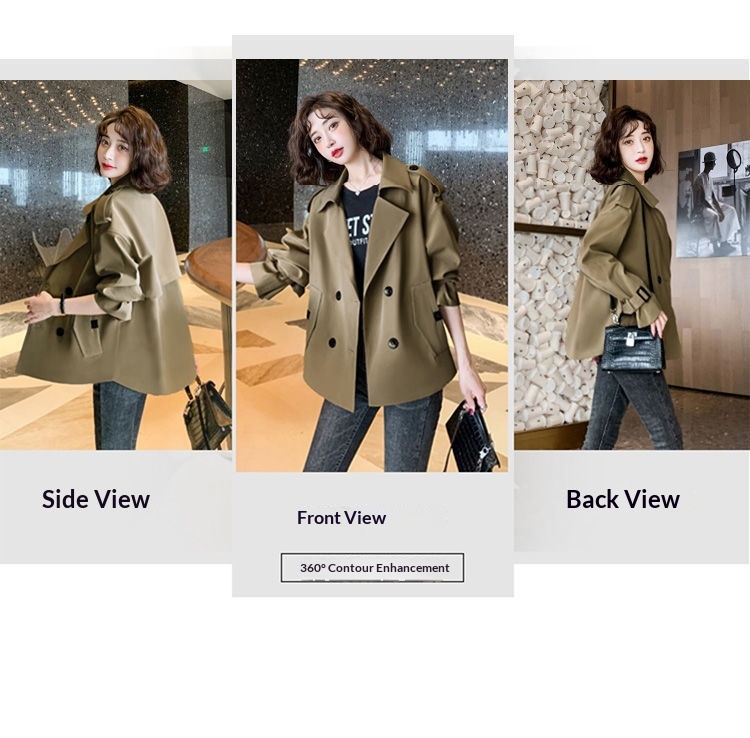 Women's Clothing Elegant Short Trench Coat For Women Korean Style Suit Collar Long Sleeve Top 2024 Spring Autumn New Loose Casual Jacket_voghion.com