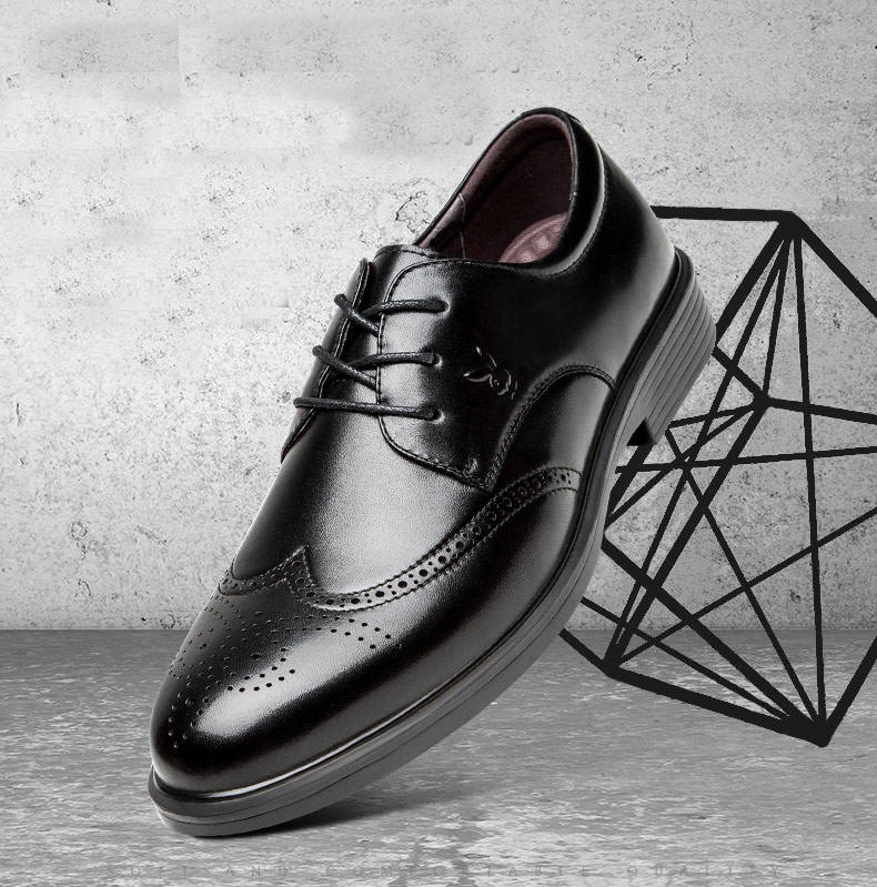 WalkPrime Men's 2025 Summer Business Formal Leather British Style Breathable Soft Sole Carved Brogue Shoes Large Size Height_vogvips.com