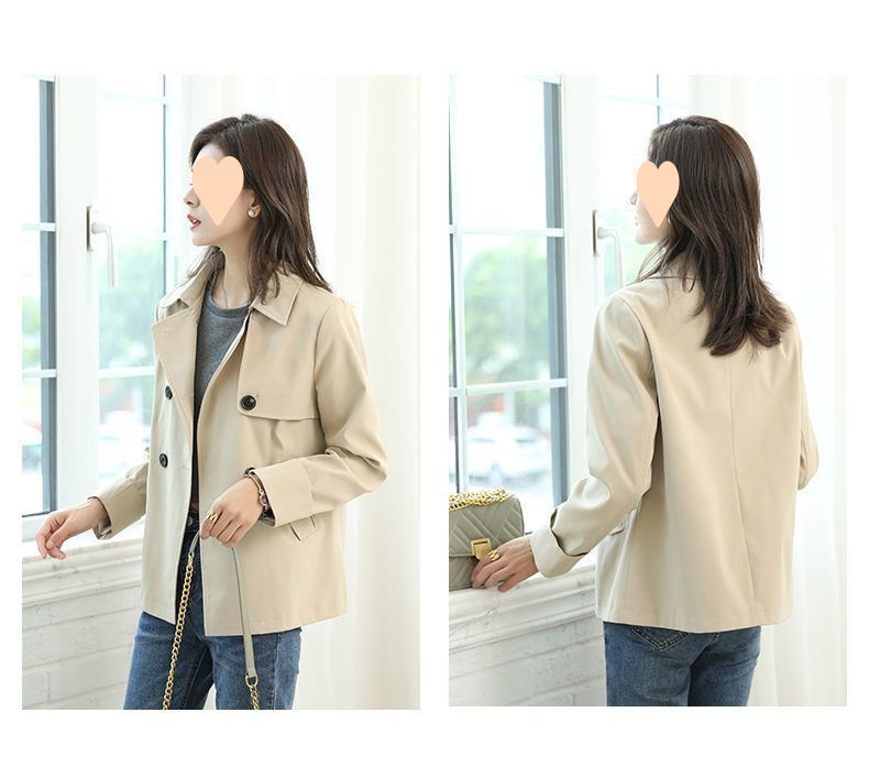 Damenjacke 2025 Neuer Stil Kurz Locker Vielseitig Lässig Herbst Petite Trenchcoat_voghion.com
