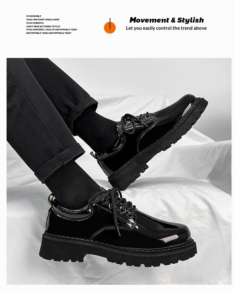 Chaussures Voyage New Korean Style tendance, polyvalentes et élégantes pour hommes, à lacets, décontractées, en cuir noir, style britannique, pour jeunes._voghion.com