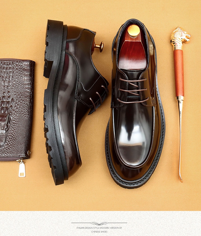 Voyage Voyage Cross-Border Men's Genuine Formal British Derby Patent Leather Glossy Business Shoes_voghion.com