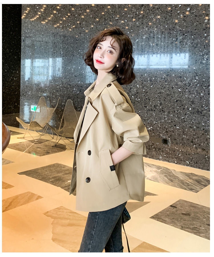 Women's Clothing Elegant Short Trench Coat For Women Korean Style Suit Collar Long Sleeve Top 2024 Spring Autumn New Loose Casual Jacket_voghion.com