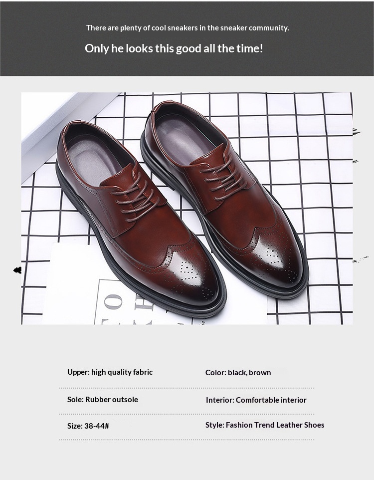 Zapatos WalkPrime New Brogue de cuero estilo británico, informales, formales y transpirables para hombre._voghion.com
