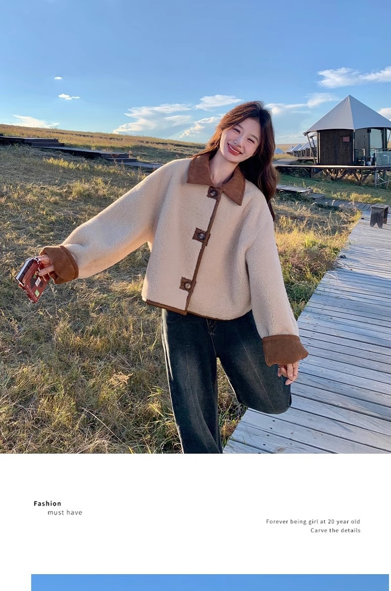 Women's Clothing Women's Reversible Sheepskin Coat Women, Autumn 2025 New Thickened Short Suede Coat For Early Winter_voghion.com
