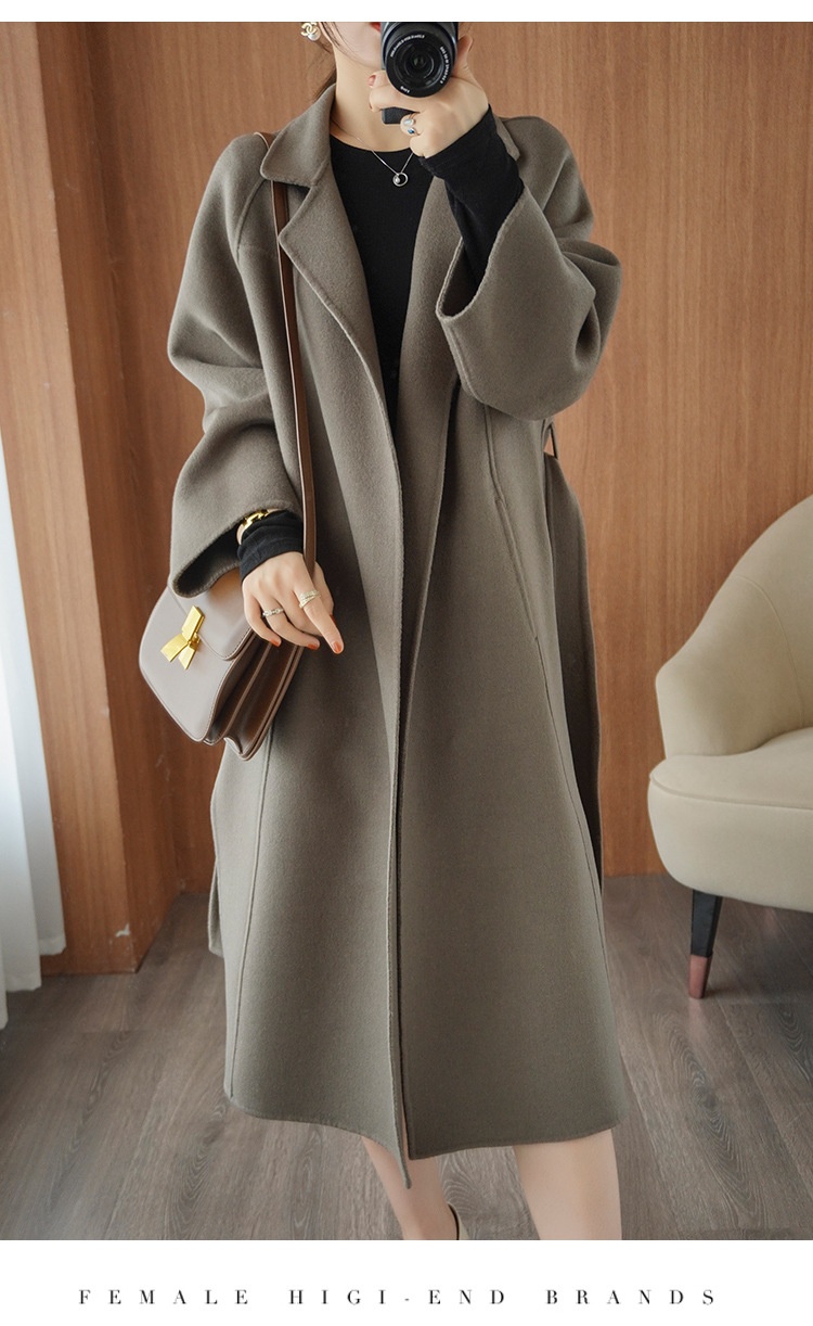 Women's Clothing Double-Sided Cashmere Coat For Women, Mid-Length, Over-The-Knee, Loose Fit, Plus Size Woolen Coat, Autumn Winter_voghion.com
