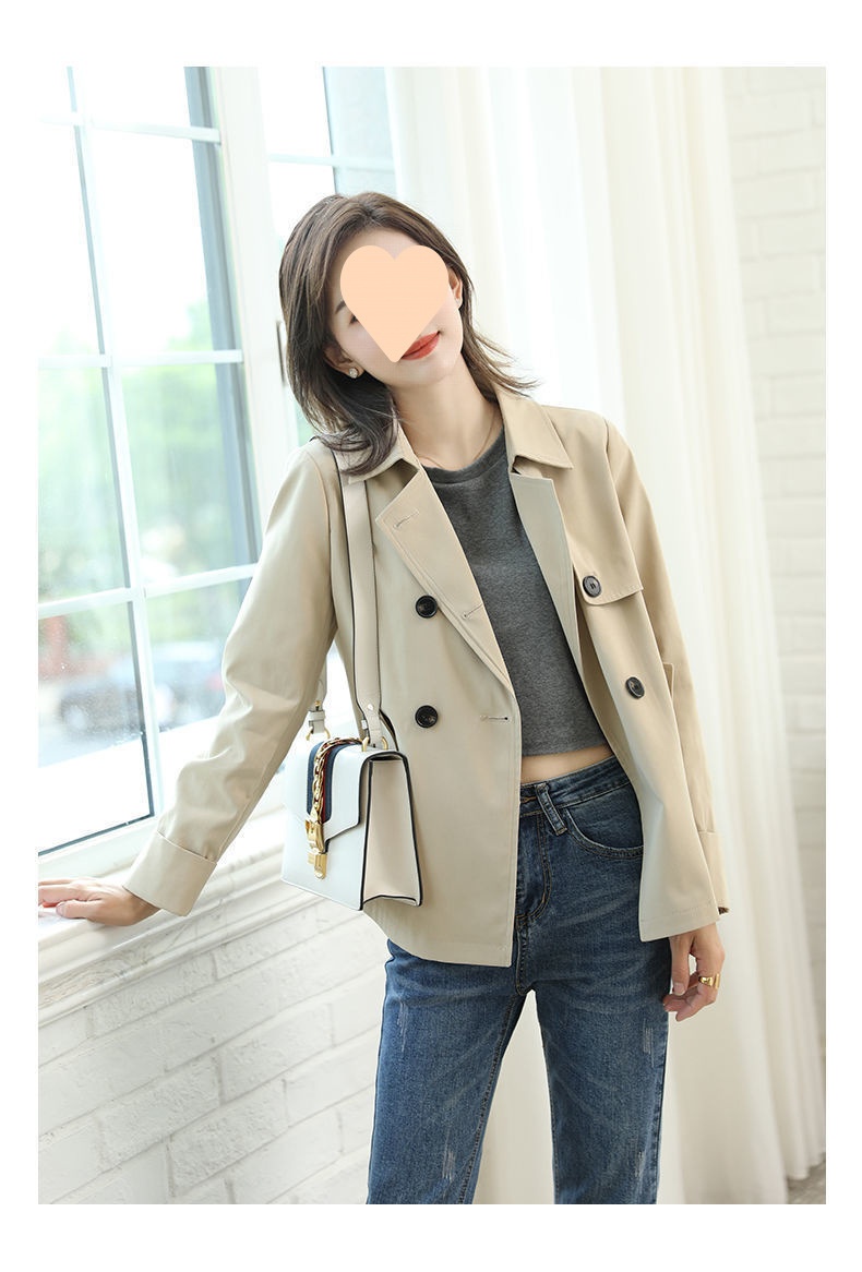 Damenjacke 2025 Neuer Stil Kurz Locker Vielseitig Lässig Herbst Petite Trenchcoat_voghion.com