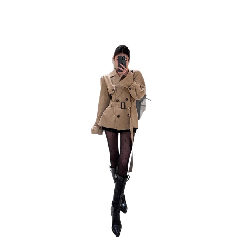 2025 Spring And Autumn New British Style Petite Waist-Cinching Elegant Short Coat For Women Korean High-End Trench Women's Clothing_voghion.com