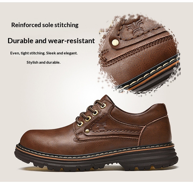 Chaussures de travail d'extérieur WalkPrime en cuir véritable de vachette, transfrontalières européennes et américaines, avec large embout de sécurité, résistantes à l'usure et antidérapantes._voghion.com