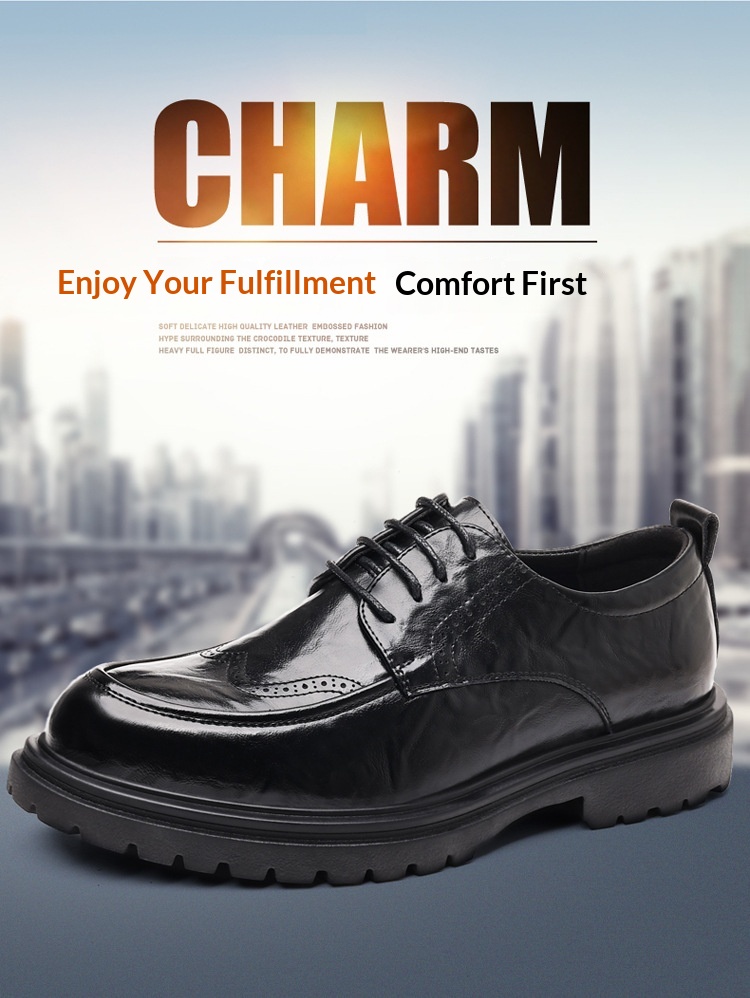 WalkPrime Leather New Business Formal British Style Casual Brogue Black Men's Live Wedding Groom Shoes_voghion.com