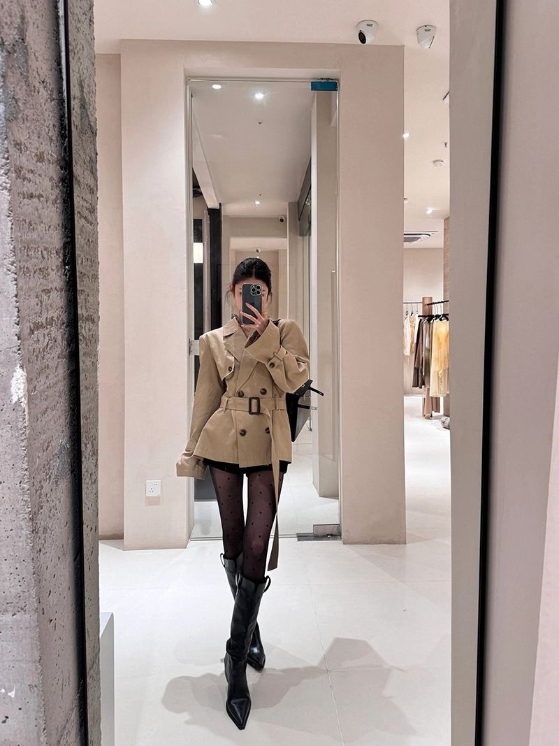 2025 Spring And Autumn New British Style Petite Waist-Cinching Elegant Short Coat For Women Korean High-End Trench Women's Clothing_voghion.com