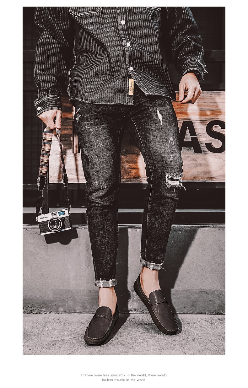 Voyage Voyage Mocasines informales británicos de estilo coreano sin cordones para conducir en verano, zapatos de hombre a la moda, transpirables y cómodos al por mayor_voghion.com