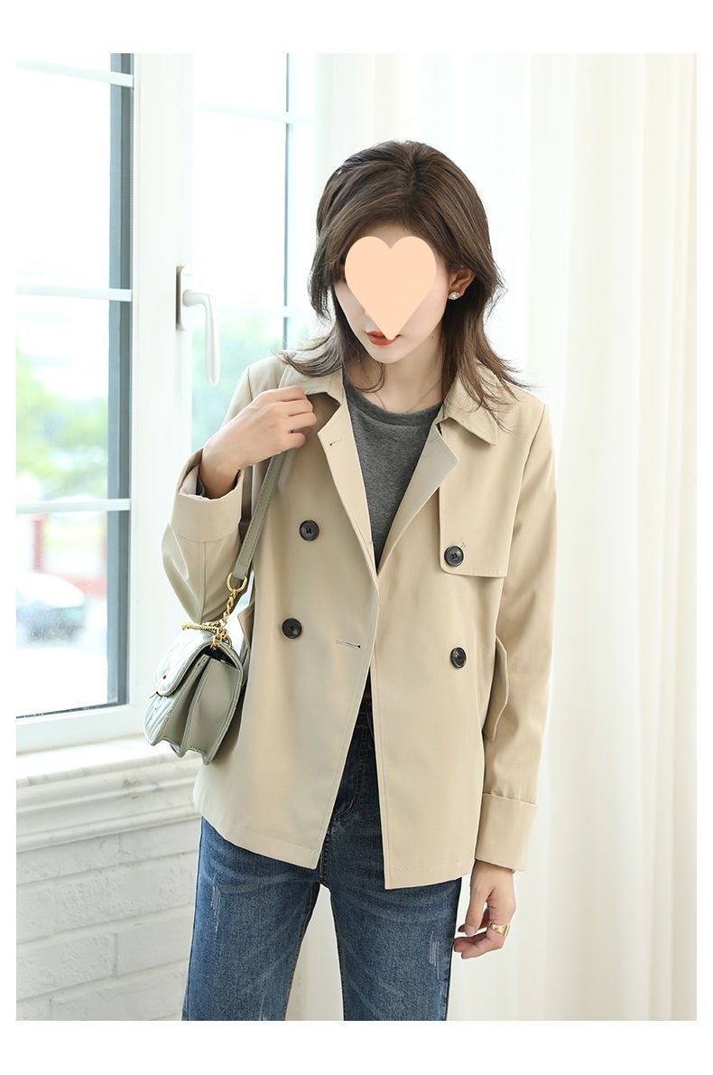 Damenjacke 2025 Neuer Stil Kurz Locker Vielseitig Lässig Herbst Petite Trenchcoat_voghion.com