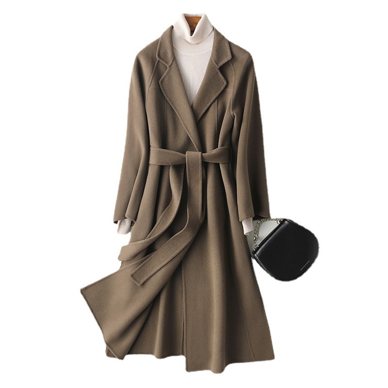 Women's Clothing Double-Sided Cashmere Coat For Women, Mid-Length, Over-The-Knee, Loose Fit, Plus Size Woolen Coat, Autumn Winter_voghion.com