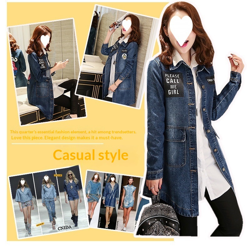 Women's Clothing Women's Spring And Autumn New Jacket Women, Mid-Length Versatile Slim Fit Denim Coat, Plus Size Trench Coat For Women_voghion.com