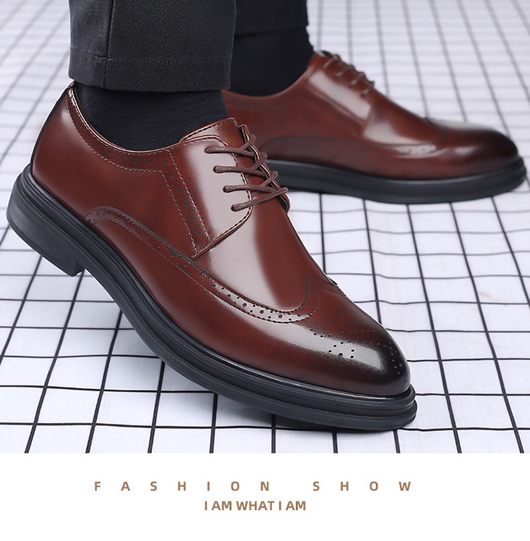Zapatos WalkPrime New Brogue de cuero estilo británico, informales, formales y transpirables para hombre._voghion.com