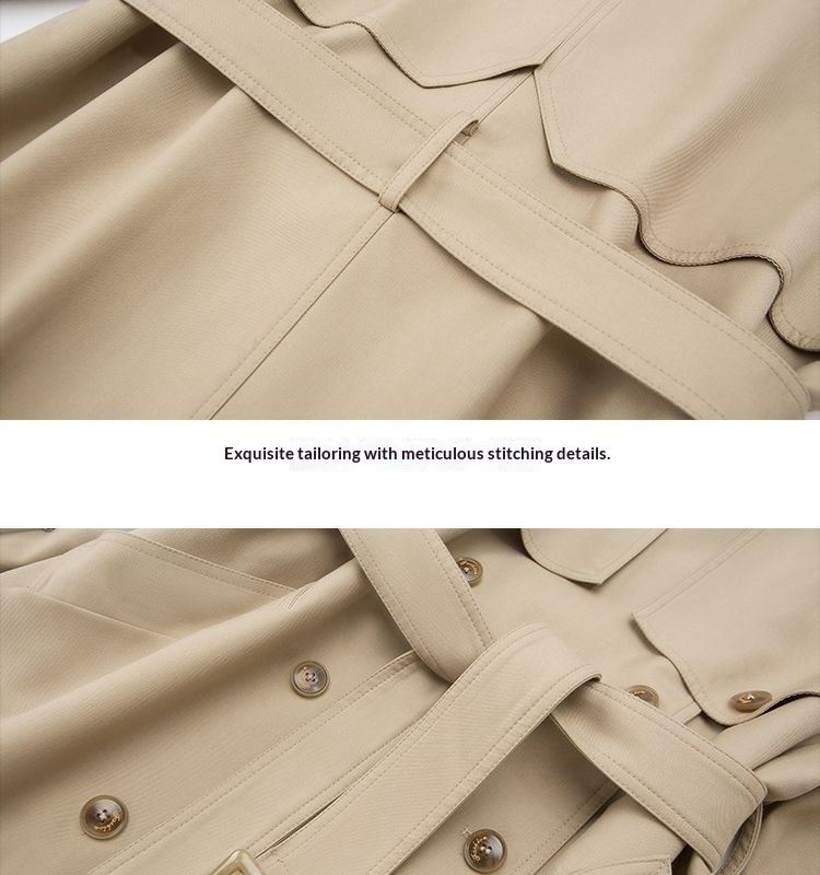 Women's Clothing Women's Coat Mid-Length 2025 Spring And Autumn Small Size Detective Costume British Style Nude Color Windbreaker_voghion.com