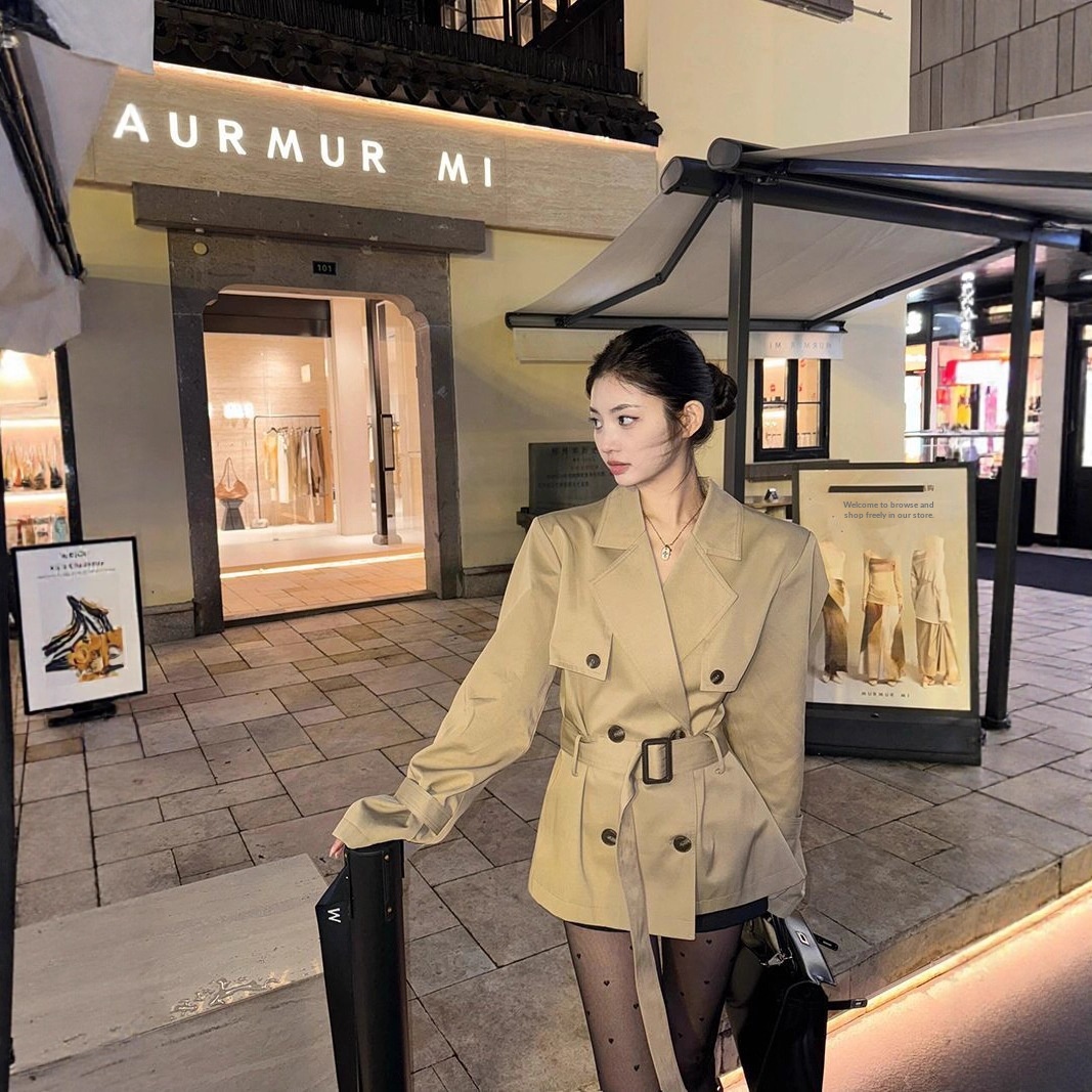 2025 Spring And Autumn New British Style Petite Waist-Cinching Elegant Short Coat For Women Korean High-End Trench Women's Clothing_voghion.com