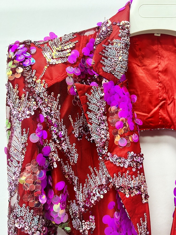 ChicShe ChicShe ChicShe Elegant Sexy Evening 2025 New European And American Style Socialite Party Sequin Long Sleeve Hollow Out Bodycon Dress_voghion.com