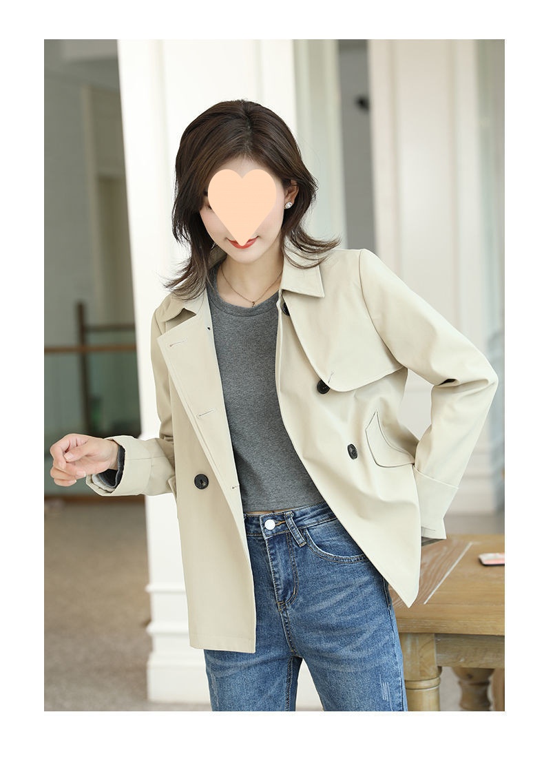 Damenjacke 2025 Neuer Stil Kurz Locker Vielseitig Lässig Herbst Petite Trenchcoat_voghion.com