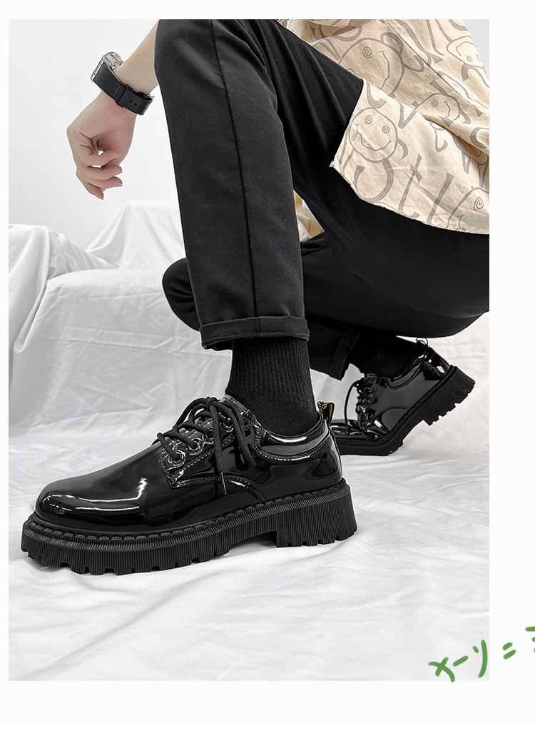 Chaussures Voyage New Korean Style tendance, polyvalentes et élégantes pour hommes, à lacets, décontractées, en cuir noir, style britannique, pour jeunes._voghion.com