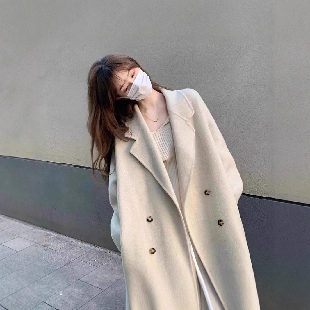 Damenbekleidung Herbst/Winter 2025: Lässiger, dicker, doppelseitiger Wollmantel, lange Damenjacke, weicher Stil, vielseitig_voghion.com