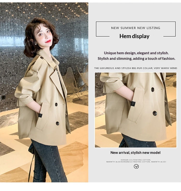 Women's Clothing Elegant Short Trench Coat For Women Korean Style Suit Collar Long Sleeve Top 2024 Spring Autumn New Loose Casual Jacket_voghion.com